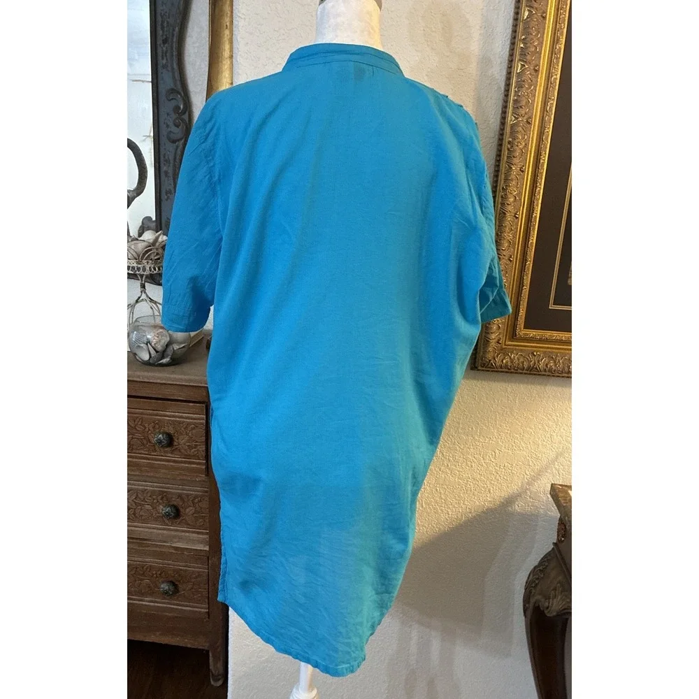 Lauren Ralph Lauren Turquoise Cotton Swim Coverup Tunic Small 100% Cotton